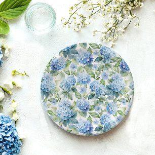 Blue Hydrangea Paper Plate