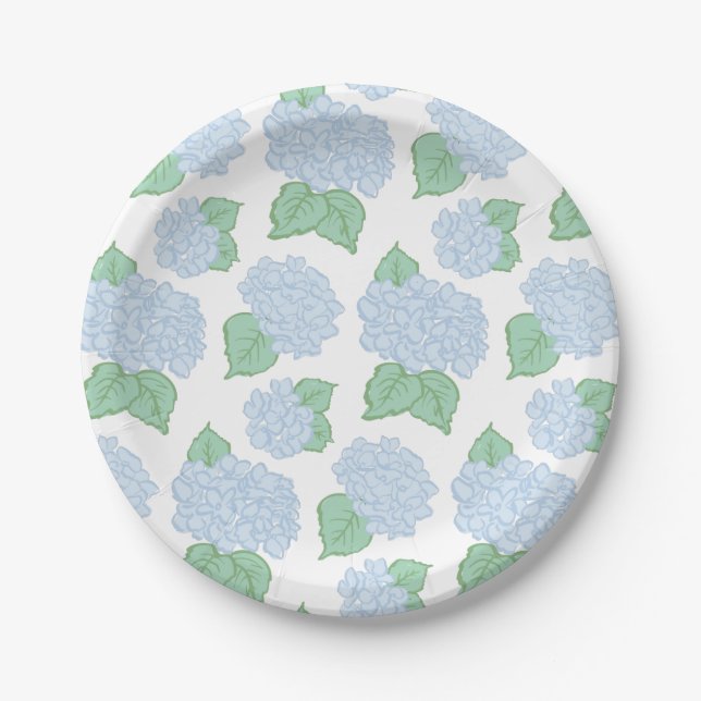 Blue Hydrangea Paper Plates (Front)