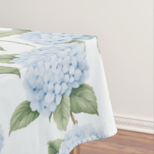 Blue Hydrangea Pattern Watercolor Floral Botanical Tablecloth