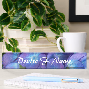 Blue Hydrangea Personalised Floral Nameplate