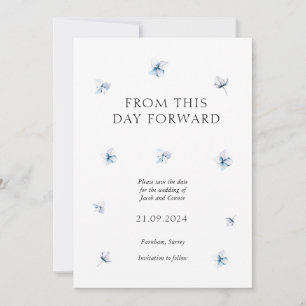 Blue Hydrangea Petal Wedding Save the Date Card