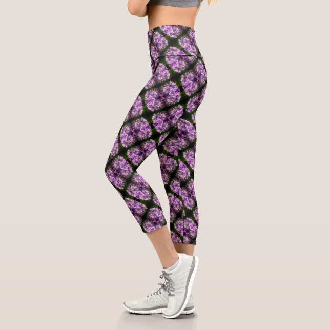 Blue Hydrangea Petals Abstract Art Pattern       Capri Leggings (Left)