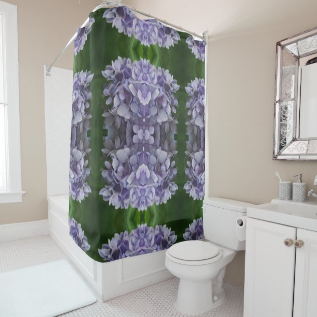 Blue Hydrangea Petals Abstract Art Pattern    Shower Curtain (In Situ)