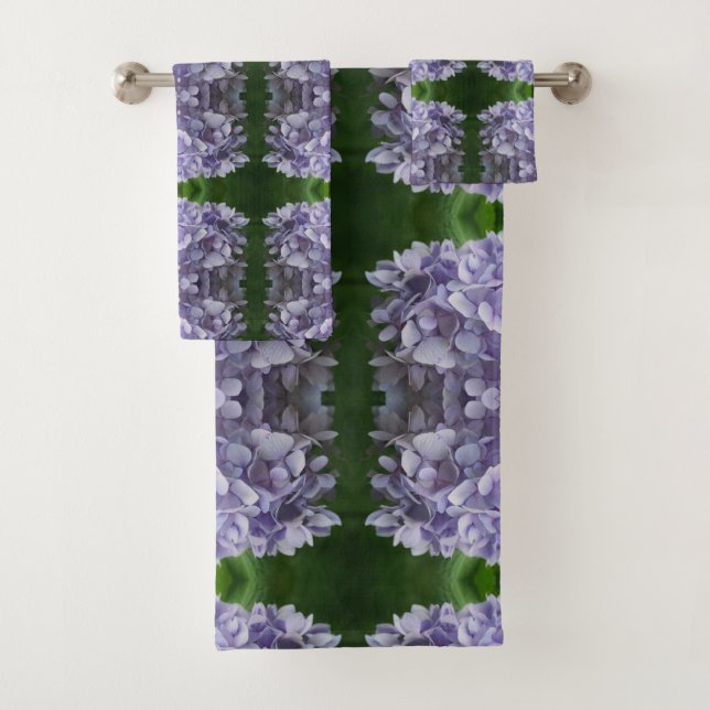 Blue Hydrangea Petals Abstract Floral  Bath Towel Set (Insitu)