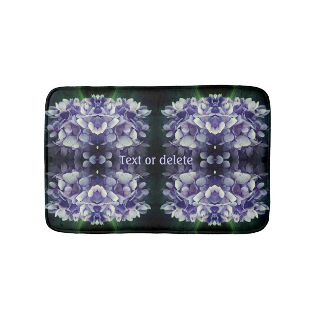 Blue Hydrangea Petals Abstract Personalised Bath Mat (Front)