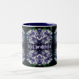 Blue Hydrangea Petals Abstract Personalised Two-Tone Coffee Mug