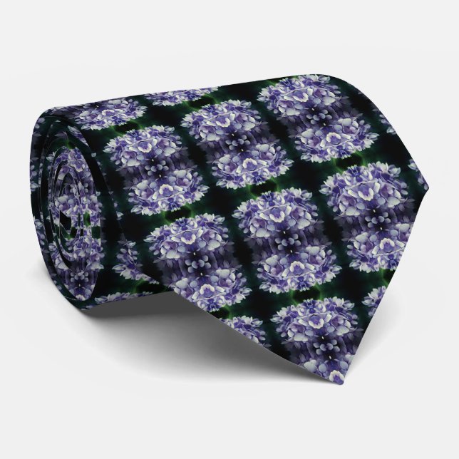 Blue Hydrangea Petals Close Up Abstract Tie (Rolled)