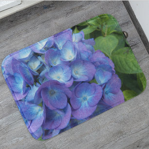 Blue Hydrangea Petals Floral Bath Mat