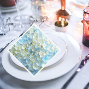 Blue Hydrangea Petals Floral Napkin