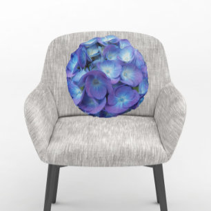 Blue Hydrangea Petals Floral Round Cushion