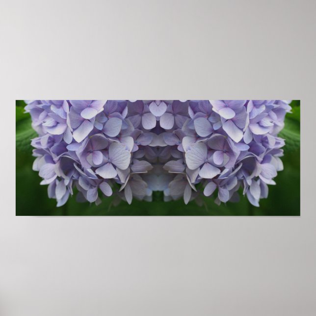 Blue Hydrangea Petals Mirror Abstract Poster (Front)