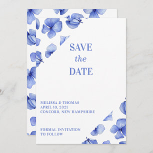 Blue Hydrangea Petals Non-Photo Save The Date