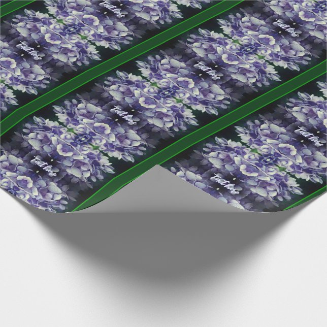 Blue Hydrangea Petals Personalised Wrapping Paper (Corner)