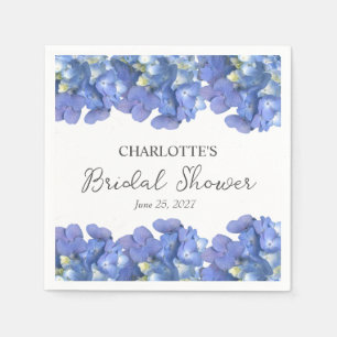 Blue Hydrangea Petals Personalized Bridal Shower Napkin