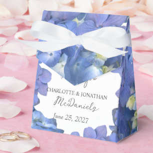 Blue Hydrangea Petals Wedding Personalised Names Favour Box