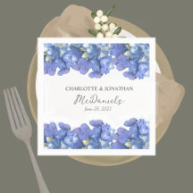Blue Hydrangea Petals Wedding Personalised Names