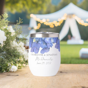 Blue Hydrangea Petals Wedding Personalized Names