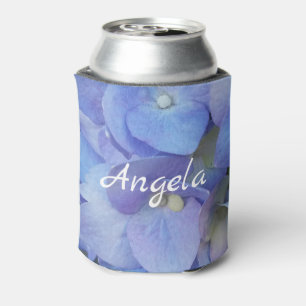 blue hydrangea photograph monogram can cooler