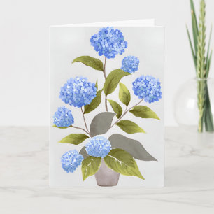 Blue Hydrangea Plant Beautiful Floral Watercolor Card
