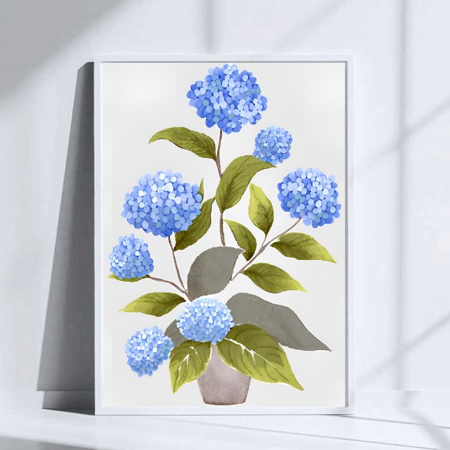 Blue Hydrangea Plant | Beautiful Floral Watercolor Poster (Creator Uploaded)