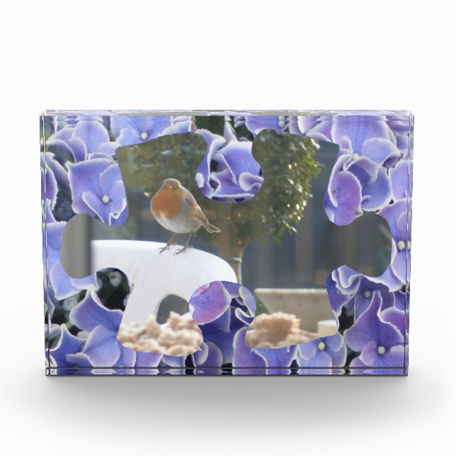 Blue Hydrangea Puzzle Piece Photo Block (Front)