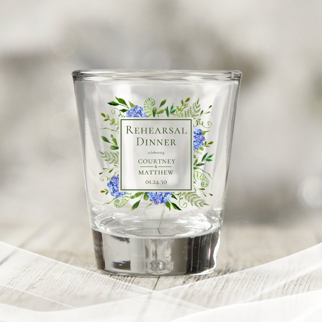 Blue Hydrangea Rehearsal Dinner  Shot Glass (Creator Uploaded)