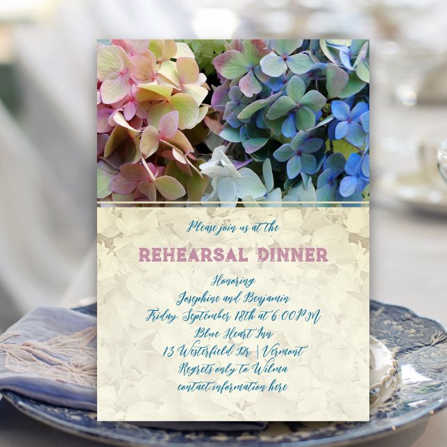 Blue Hydrangea Rehearsal Dinner Vintage Floral Invitation (Creator Uploaded)