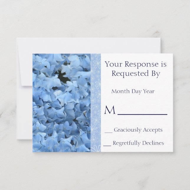 Blue Hydrangea Reply Card (Front)