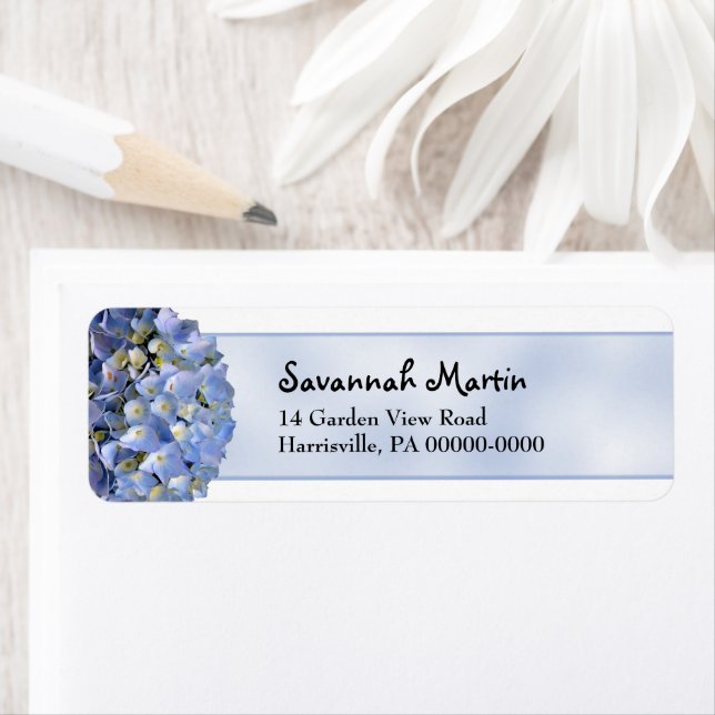 Blue Hydrangea Return Address Label (Insitu)