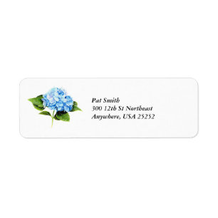 Blue Hydrangea Return Address Label