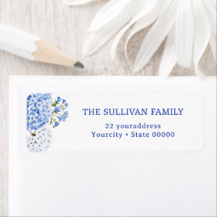 Blue hydrangea return address label