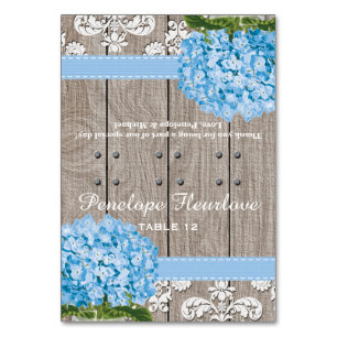 Blue Hydrangea Ribbon DIY Tent Place Card