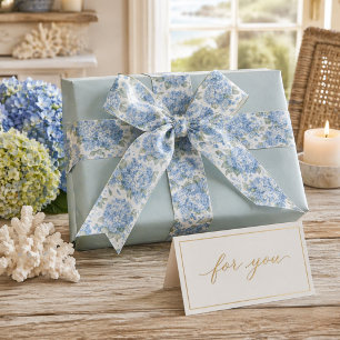 Blue Hydrangea Ribbon for Gift Wrapping, Weddings Satin Ribbon