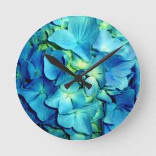 Blue Hydrangea Round Clock