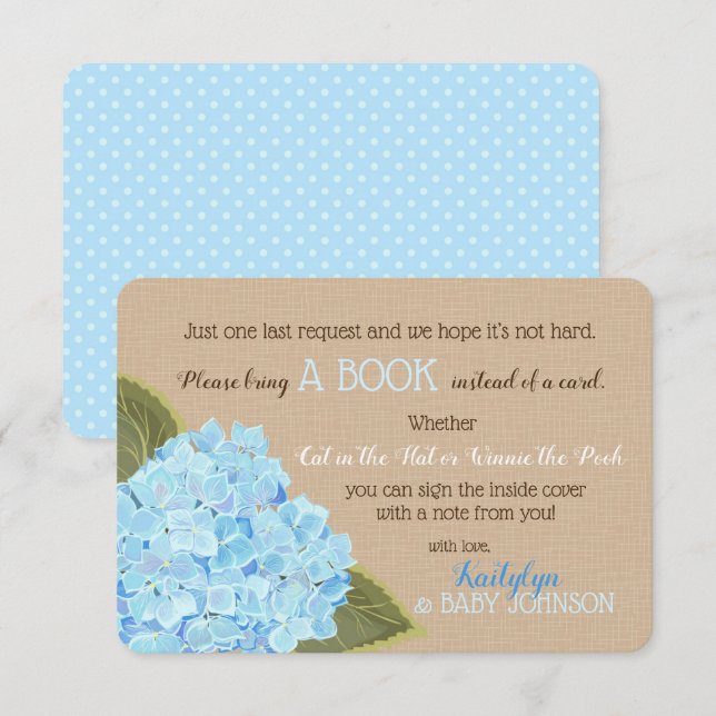 Blue Hydrangea Rustic Read a Book Card (Front/Back)