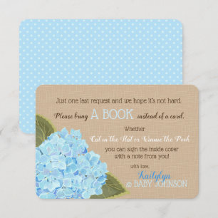 Blue Hydrangea Rustic Read a Book Card