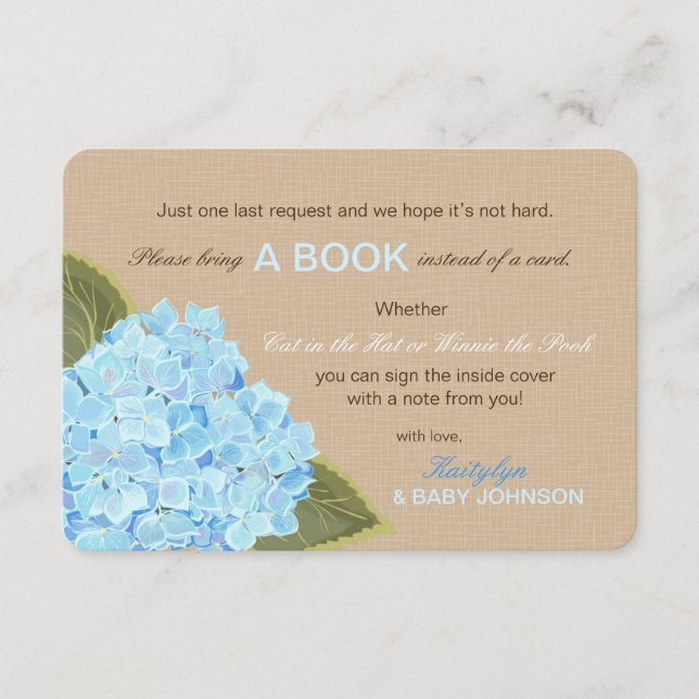 Blue Hydrangea Rustic Read a Book Card (Front)