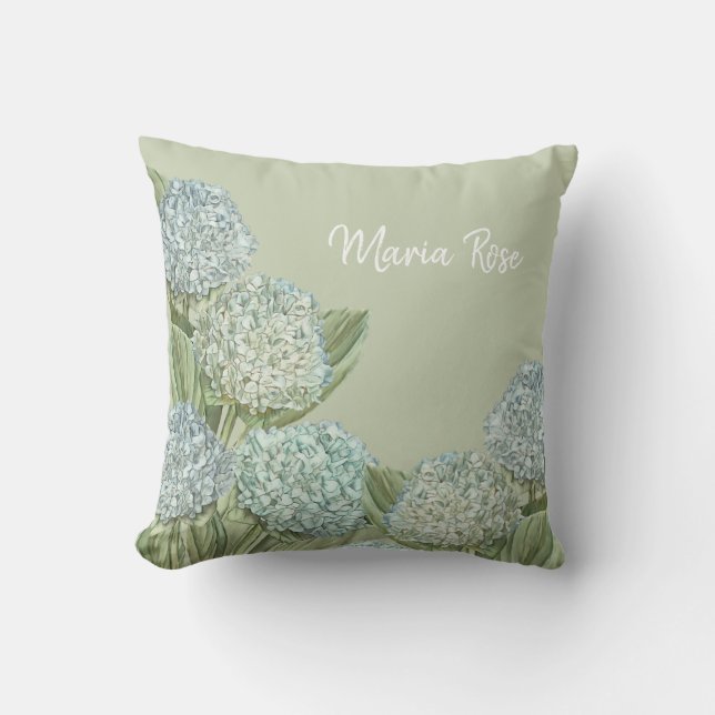 Blue Hydrangea/ Sage Green Cushion (Front)