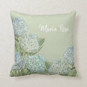 Blue Hydrangea/ Sage Green Cushion