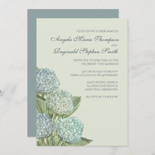 Blue Hydrangea/ Sage Green Invitation