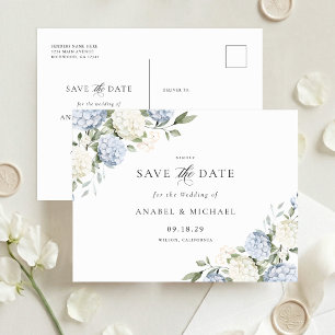 Blue Hydrangea Save the Date Invitation Postcard