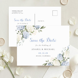 Blue Hydrangea Save the Date Invitation Postcard