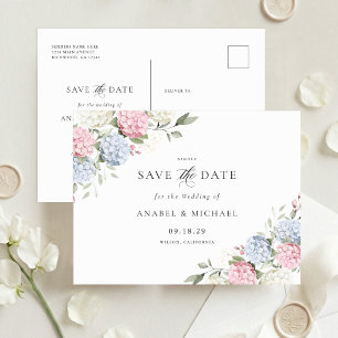 Blue Hydrangea Save the Date Invitation Postcard