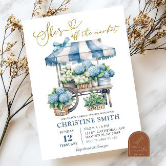 Blue Hydrangea She's off the Market Bridal Shower Invitation