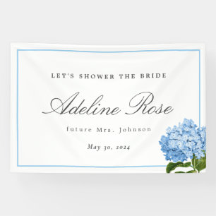 Blue Hydrangea Shower the Bride Name and Date Banner