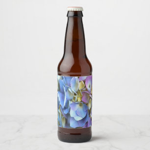 Blue Hydrangea Shrub Artistic Bossom Beer Bottle Label