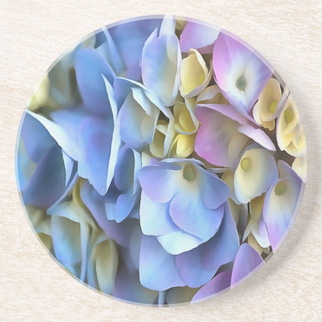 Blue Hydrangea Shrub Artistic Bossom Coaster (Front)