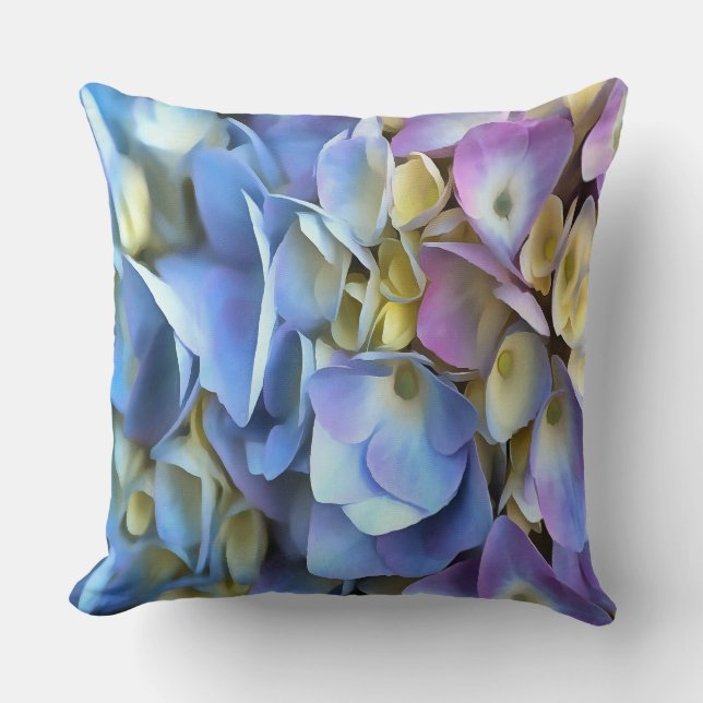 Blue Hydrangea Shrub Artistic Bossom Cushion (Front)
