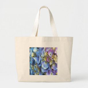 Blue Hydrangea Shrub Artistic Bossom Large Tote Bag