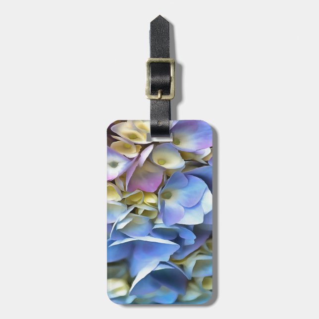 Blue Hydrangea Shrub Artistic Bossom Luggage Tag (Front Vertical)